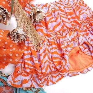 New Adrienne Orange Purple Tiger Stripe Skirt Sz Medium